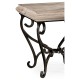 Limed Wood Square Side Table with Wrought Iron Base