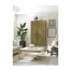Limed Wood Square Side Table with Wrought Iron Base