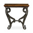 Rustic Walnut Square Side Table with Wrought Iron Base