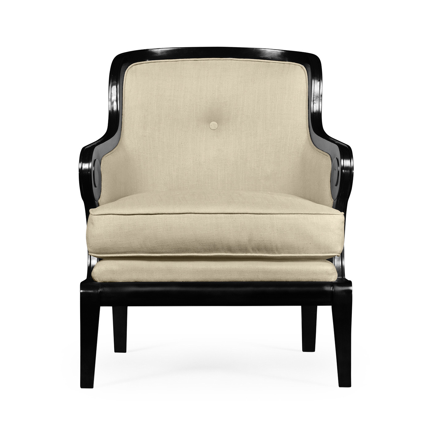 Shallow Carved Black Painted Occasional Chair