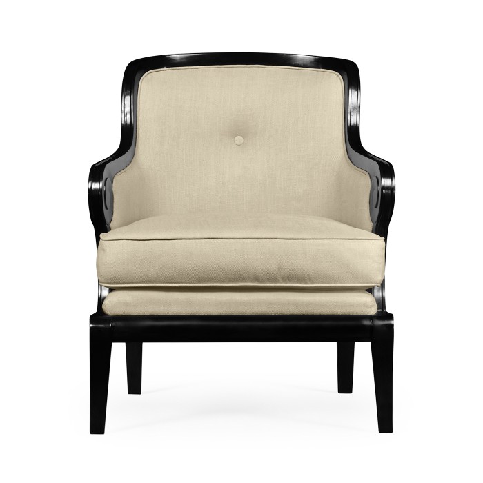 Shallow Carved Black Painted Occasional Chair