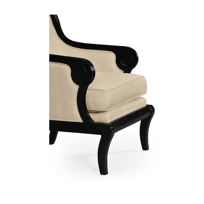 Shallow Carved Black Painted Occasional Chair