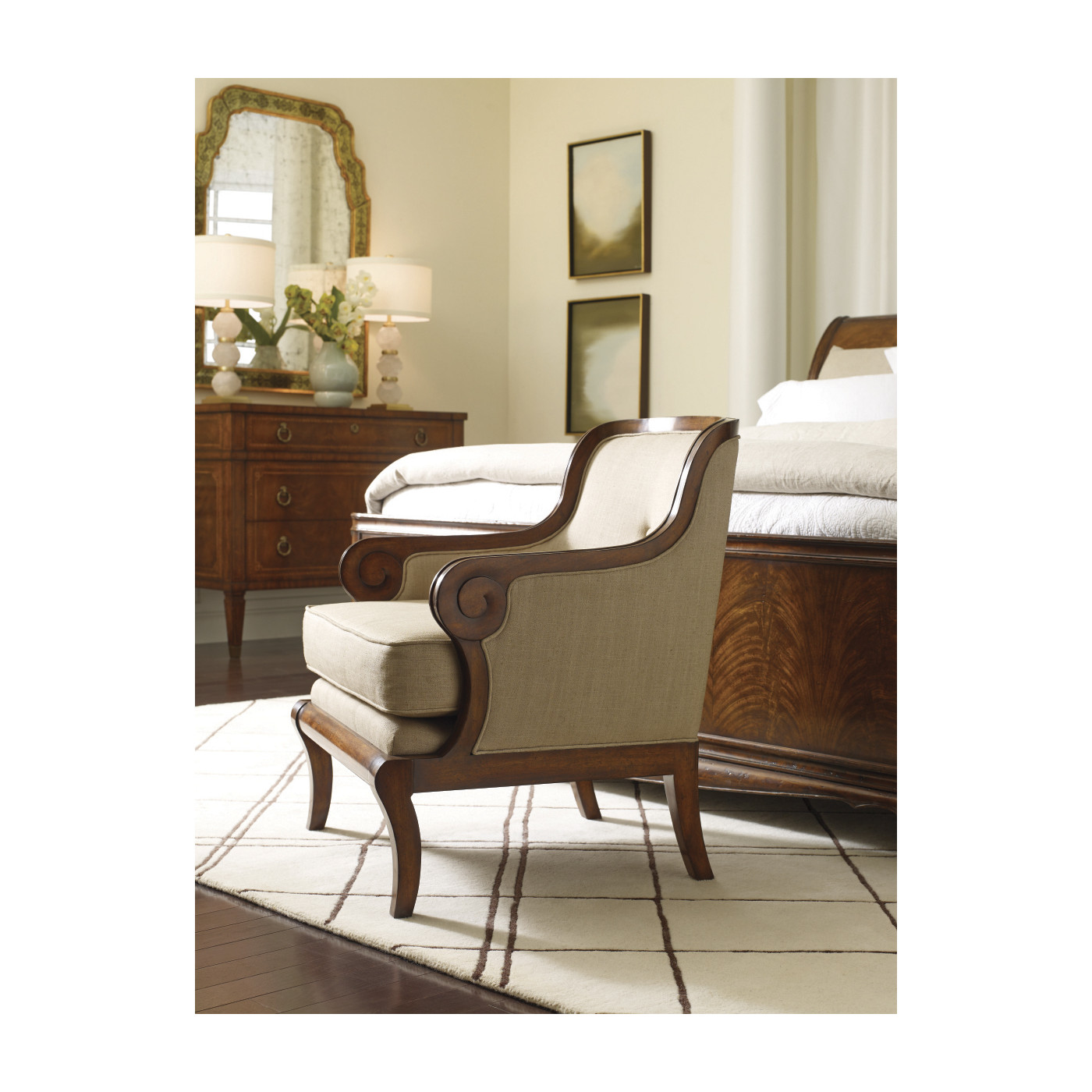 Shallow Carved Black Painted Occasional Chair