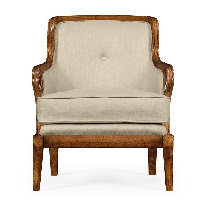 Shallow Carved Walnut Occasional Chair