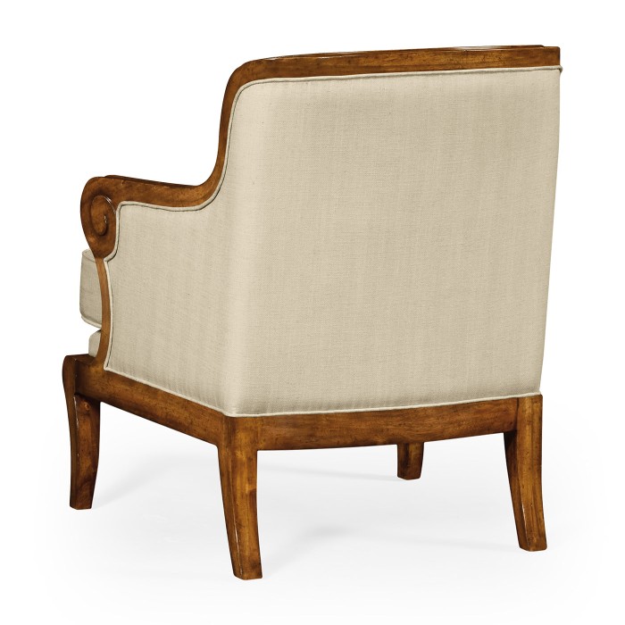 Shallow Carved Walnut Occasional Chair