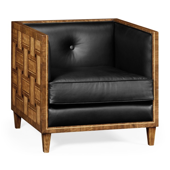 Club Chair with Woven Inlay Design