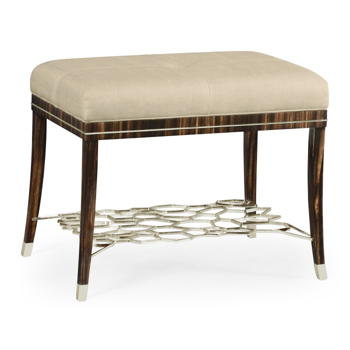 Macassar Ebony Stool with White Brass Detail