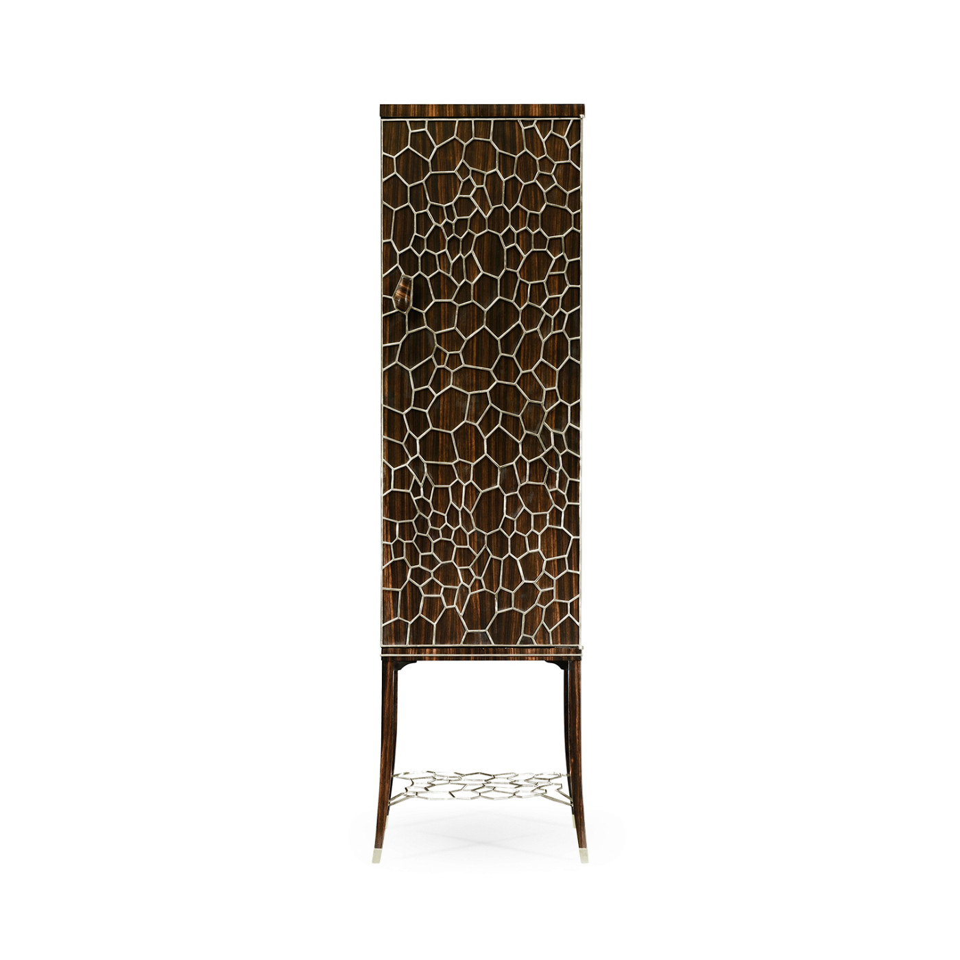Macassar Ebony Drink Cabinet with White Brass Inlay