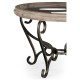 Limed Wood and Glass Top Centre Table with Wrought Iron Base