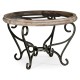 Limed Wood and Glass Top Centre Table with Wrought Iron Base