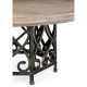 Limed Wood Dining Table with Wrought Iron Base 72