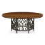 Rustic Walnut Dining Table with Wrought Iron Base 72