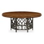 Rustic Walnut Dining Table with Wrought Iron Base 72