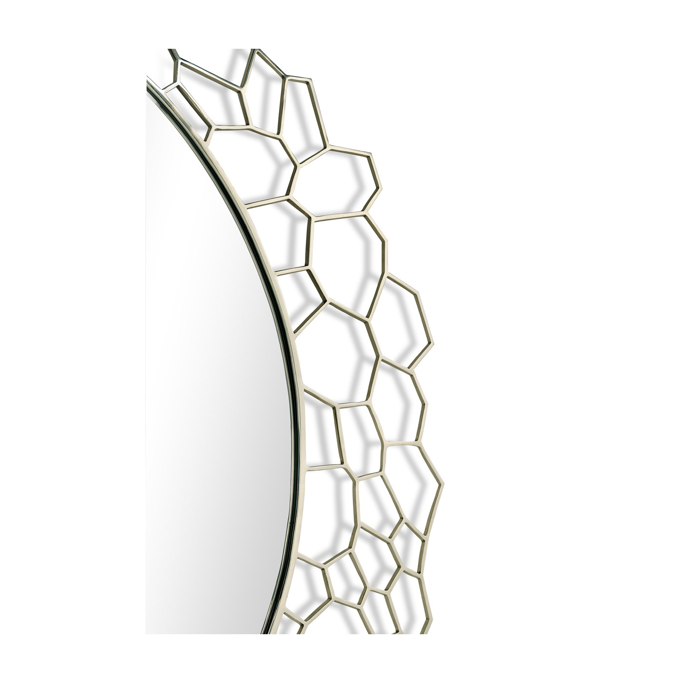 Circular White Brass Woven Net Mirror 45