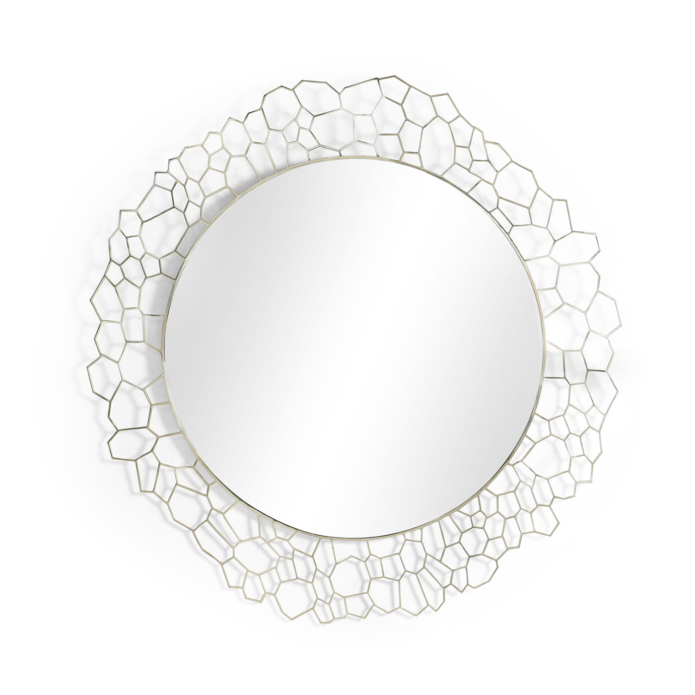 Circular White Brass Woven Net Mirror 45