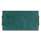 Teal Faux Shagreen and Brass Legged Coffee Table