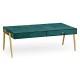 Teal Faux Shagreen and Brass Legged Coffee Table
