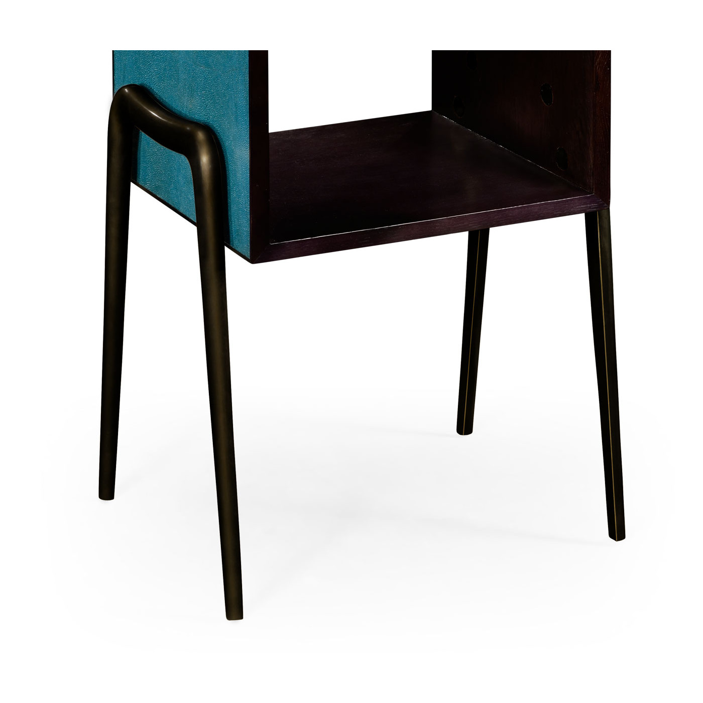 Teal Faux Shagreen and Bronze Legged Étagère