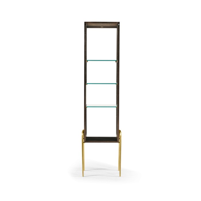 Teal Faux Shagreen and Brass Legged Étagère