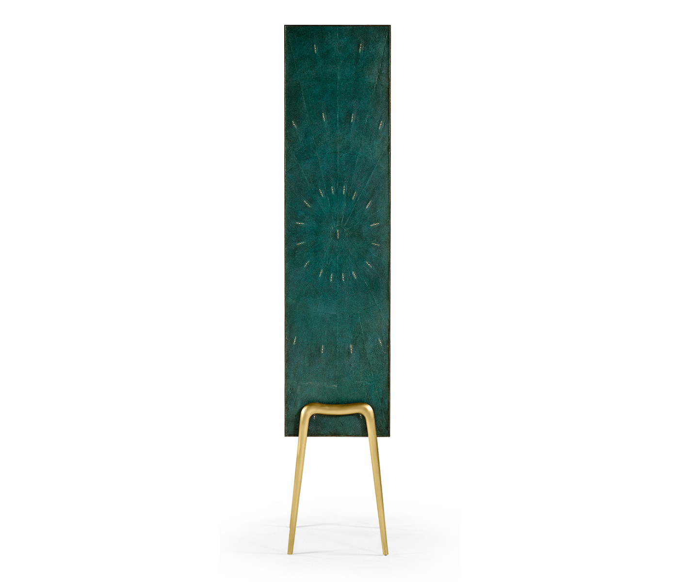Teal Faux Shagreen and Brass Legged Étagère