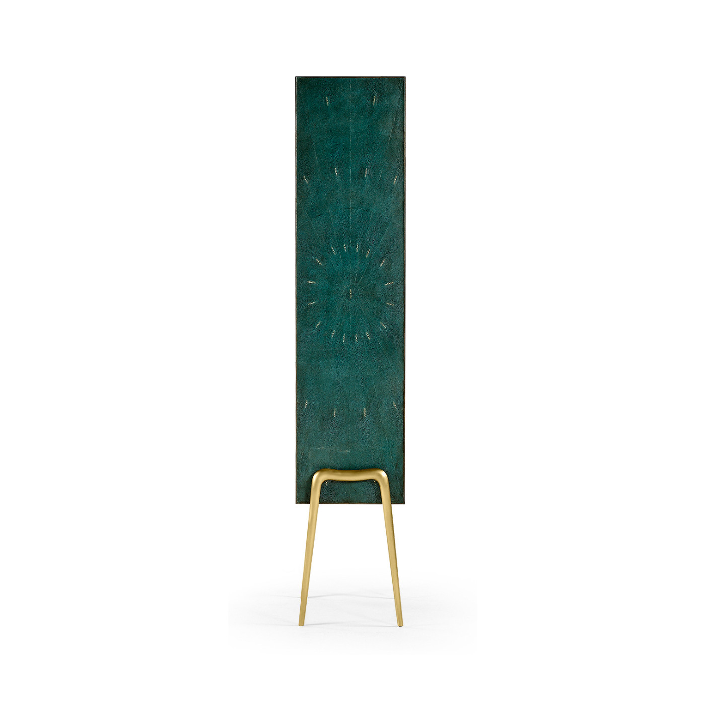 Teal Faux Shagreen and Brass Legged Étagère