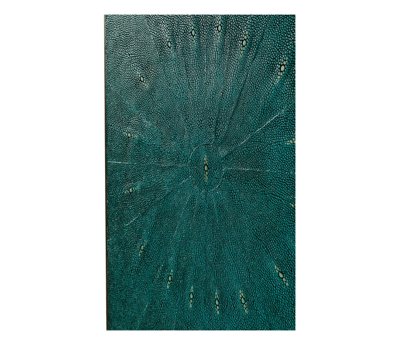 Teal Faux Shagreen and Brass Legged Étagère