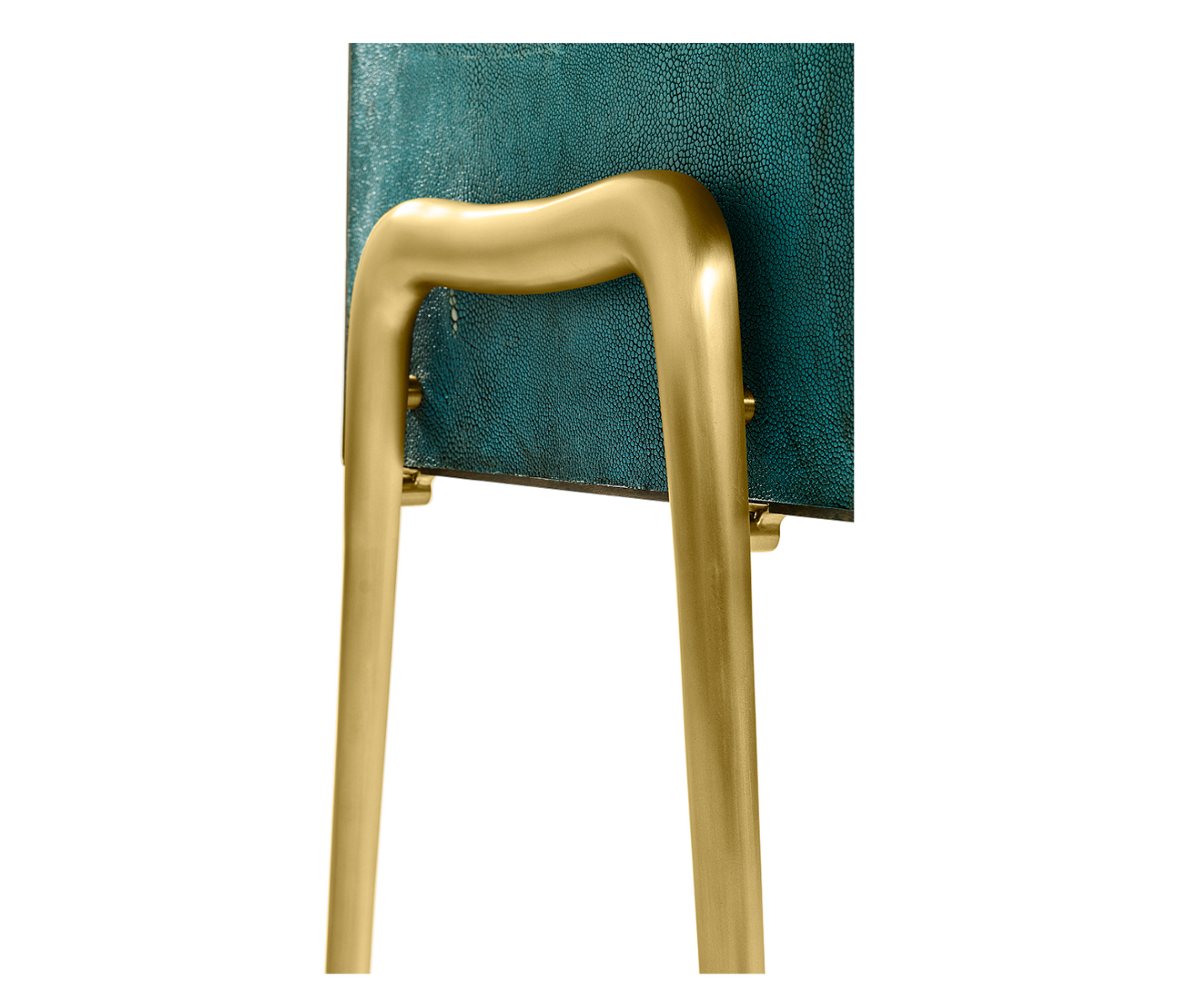 Teal Faux Shagreen and Brass Legged Étagère