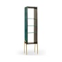 Teal Faux Shagreen and Brass Legged Étagère