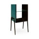 Teal Faux Shagreen and Bronze Legged Étagère