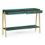 Teal Faux Shagreen and Brass Legged Console