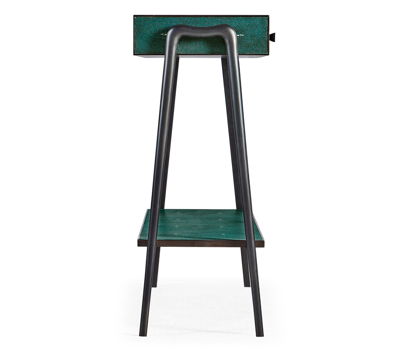Teal Faux Shagreen and Bronze Legged Console