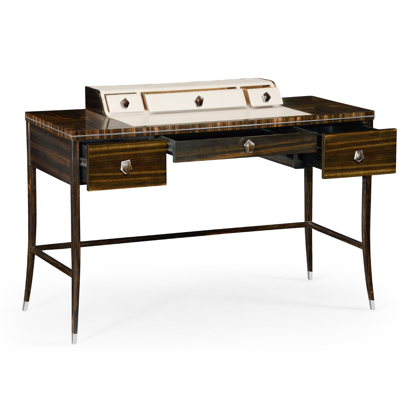 Macassar Ebony Dressing Table with White Brass Detail