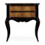 French style black painted and cherry bedside chest