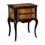 French style black painted and cherry bedside chest