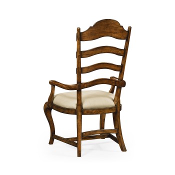 Casual Rustic Walnut Dining Arm Chair