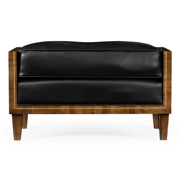 Cosmo Footstool, Upholstered in Black Leather