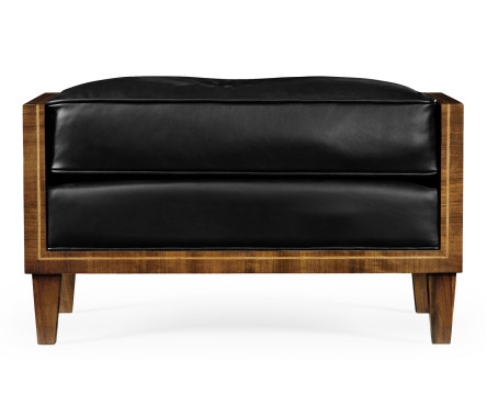 Cosmo Footstool, Upholstered in Black Leather