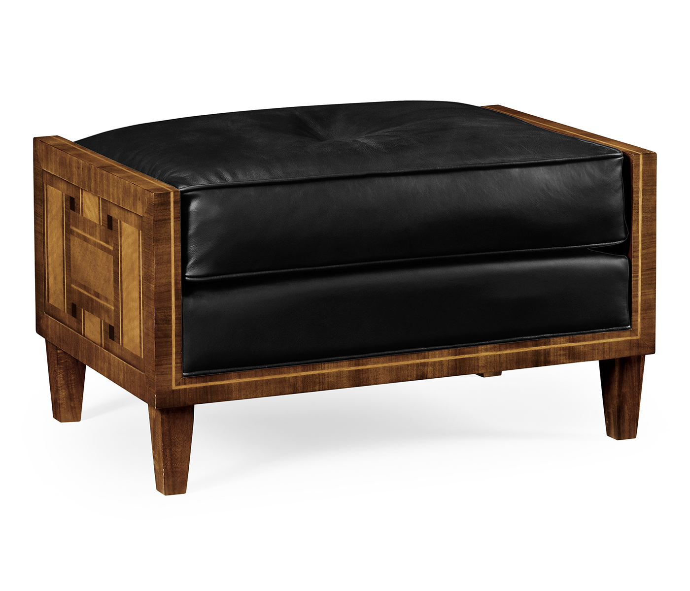 Cosmo Footstool, Upholstered in Black Leather