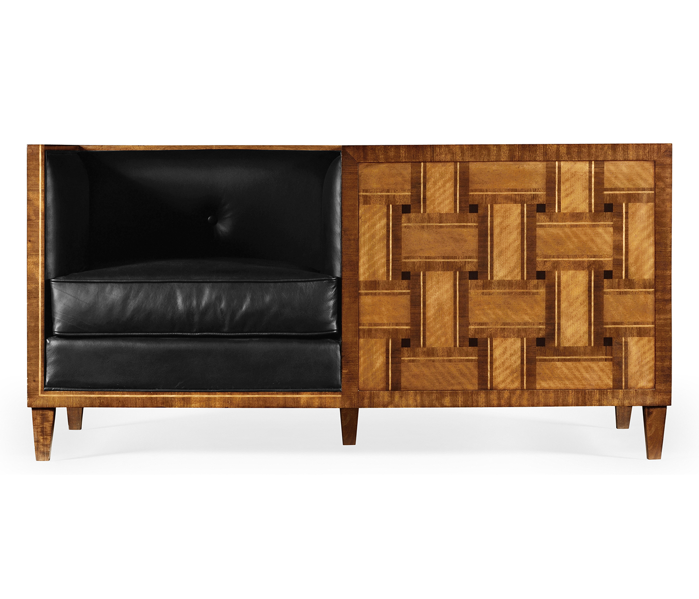 Cosmo Transitional Loveseat, Upholstered in Black Leather