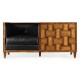 Cosmo Transitional Loveseat, Upholstered in Black Leather