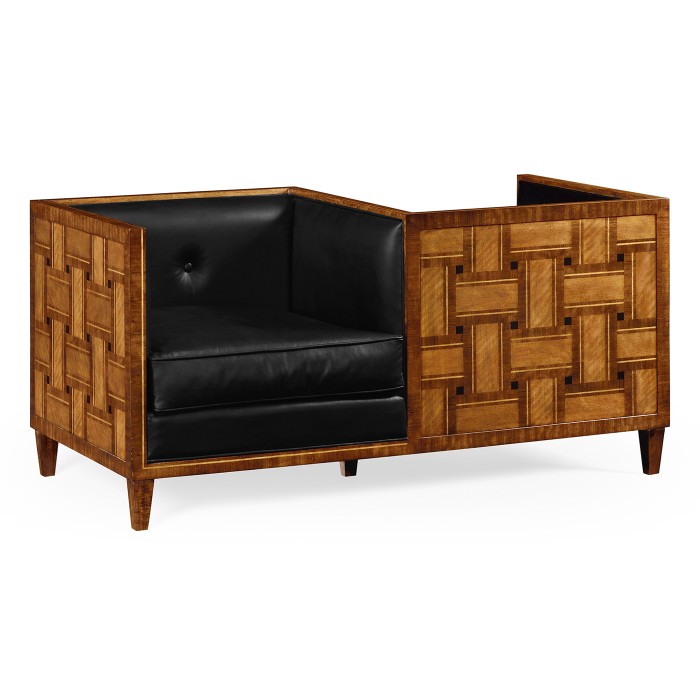 Cosmo Transitional Loveseat, Upholstered in Black Leather