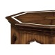 Octagon rustic walnut center table with bones inlay