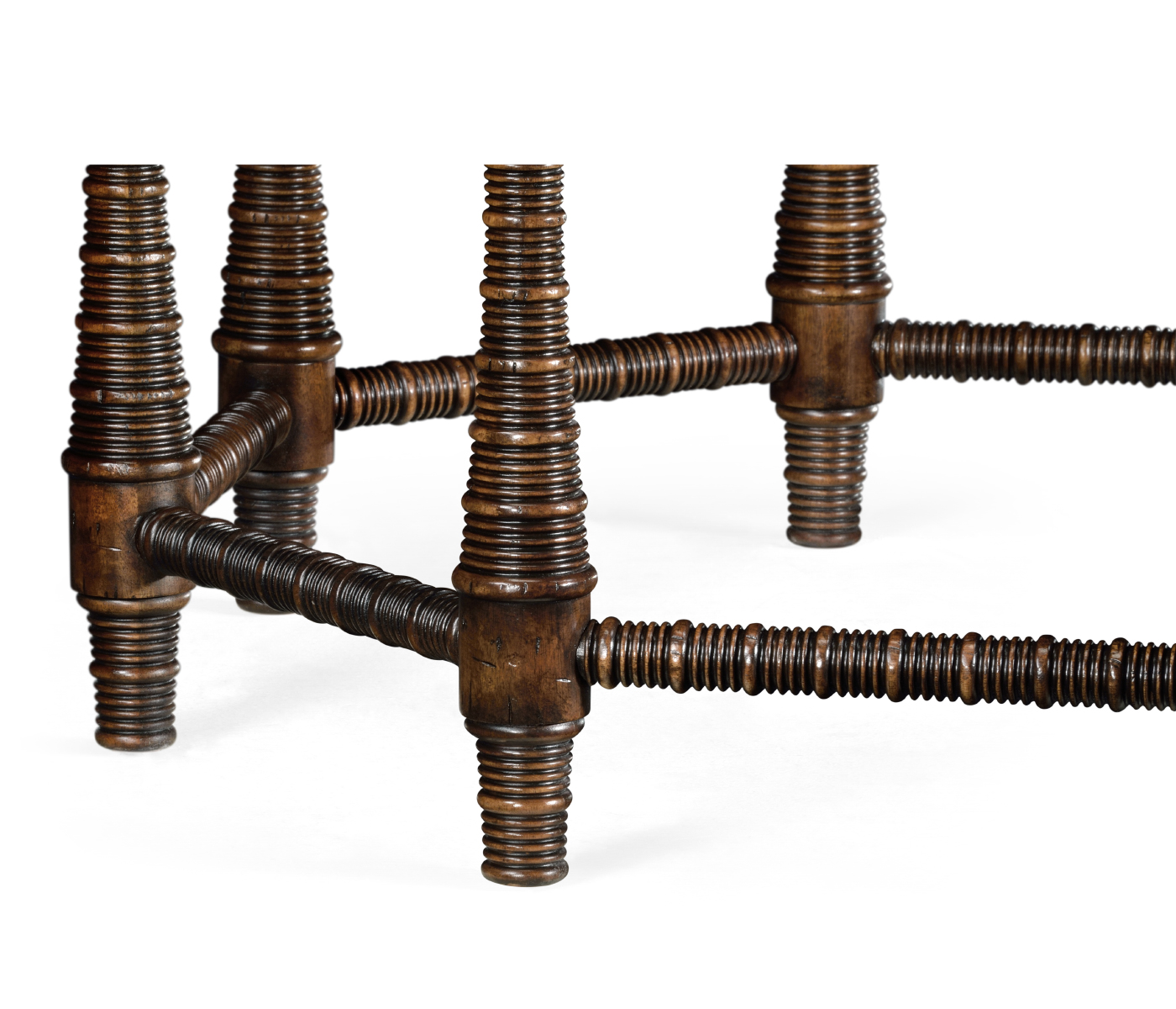 Octagon rustic walnut center table with bones inlay