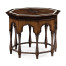 Octagon rustic walnut center table with bones inlay