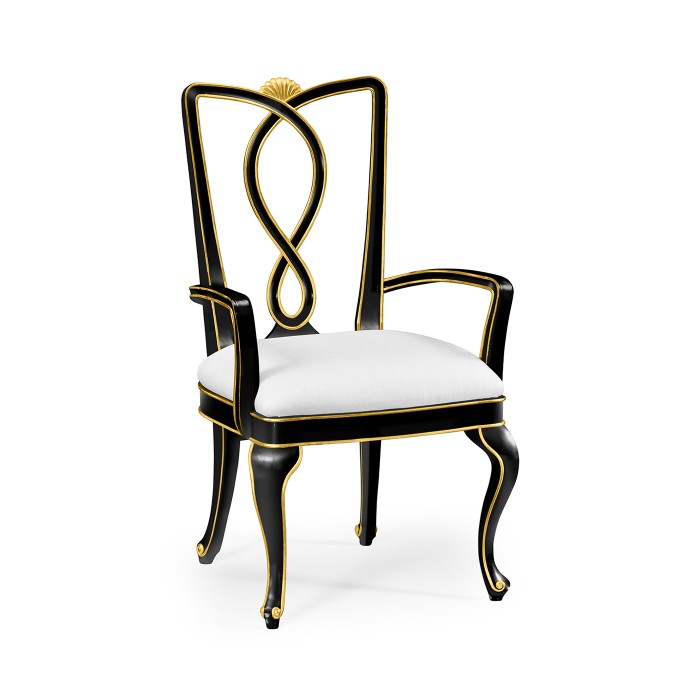 Black Painted Dining Arm Chair - COM