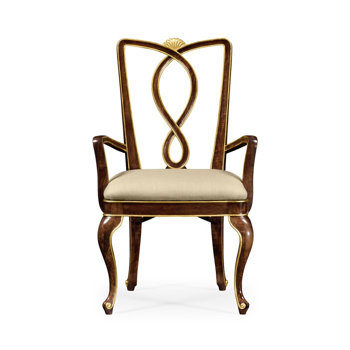 Antique Mahogany Brown Dining Arm Chair
