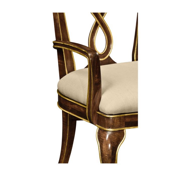 Antique Mahogany Brown Dining Arm Chair