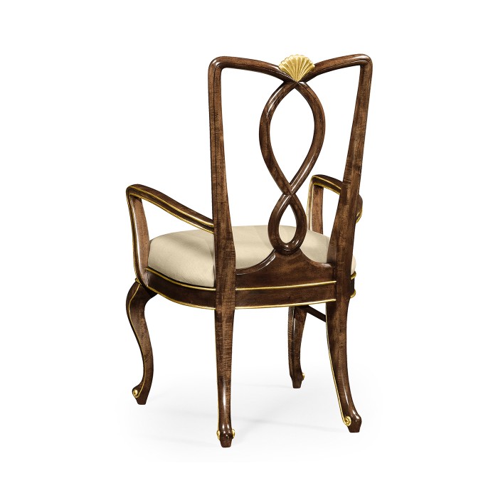 Antique Mahogany Brown Dining Arm Chair