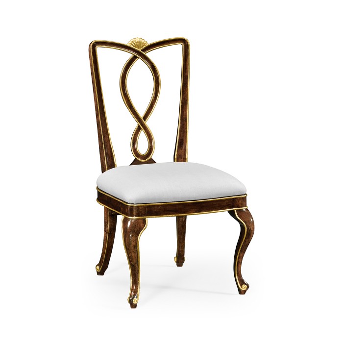 Antique mahogany brown dining side chair - COM