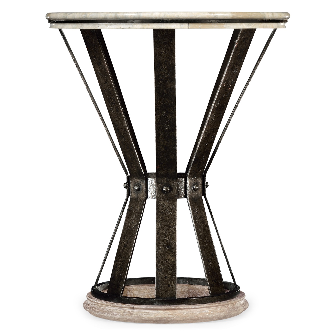 Wrought Iron Round Table with Light Marble Top